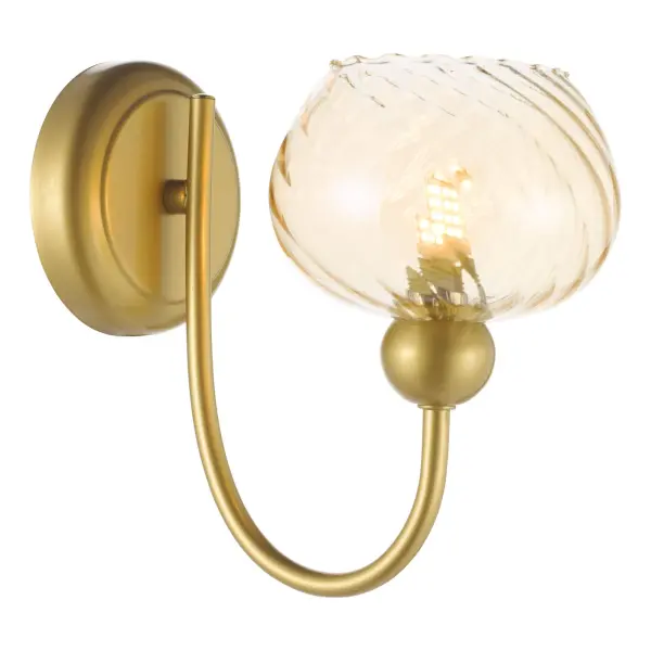Cognac Satin Gold & Champagne Glass Wall Light