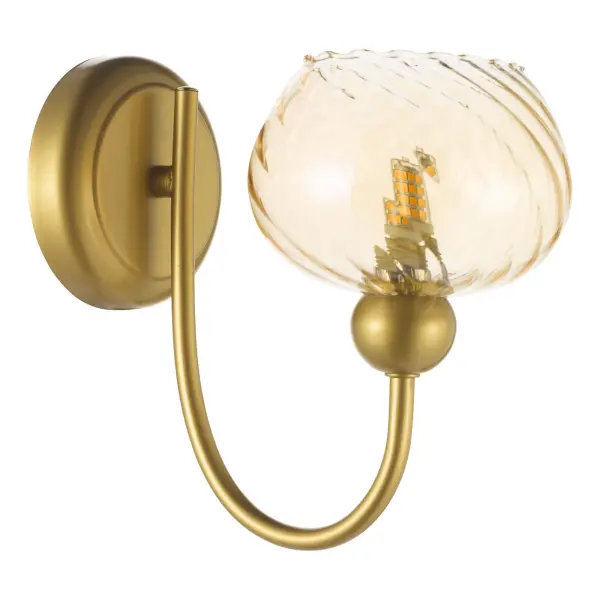 Cognac Satin Gold & Champagne Glass Wall Light