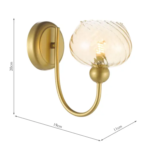 Cognac Satin Gold & Champagne Glass Wall Light