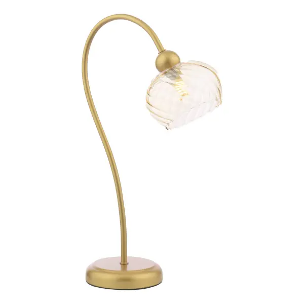 Cognac Satin Gold & Champagne Glass Table Lamp