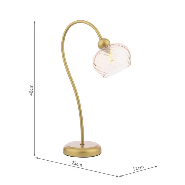 Cognac Satin Gold & Champagne Glass Table Lamp