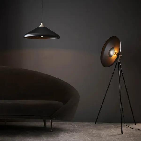 Modern Matt Black & Nickel Tripod Floor Lamp