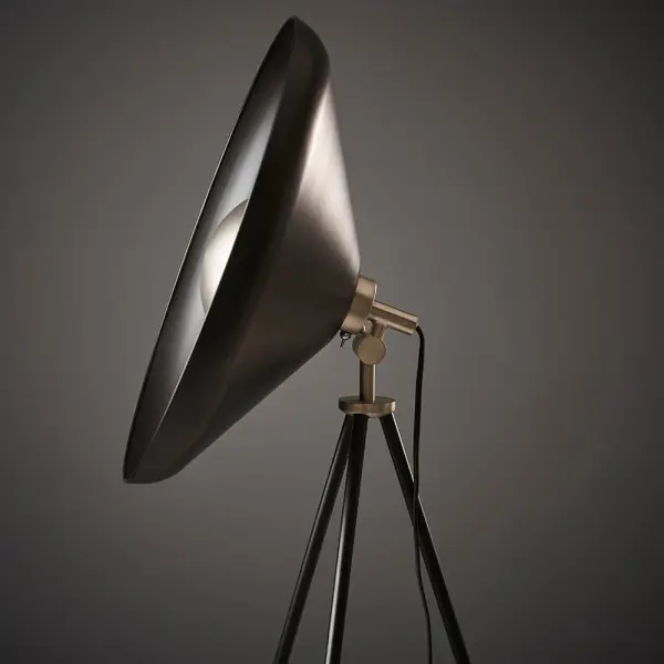 Modern Matt Black & Nickel Tripod Floor Lamp