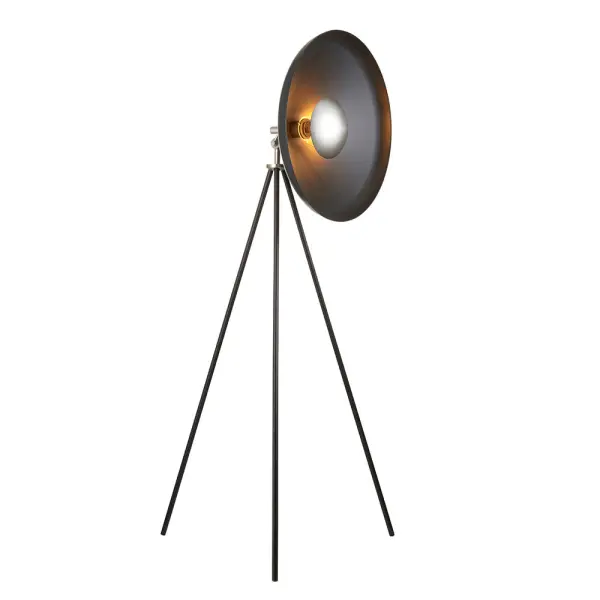 Modern Matt Black & Nickel Tripod Floor Lamp