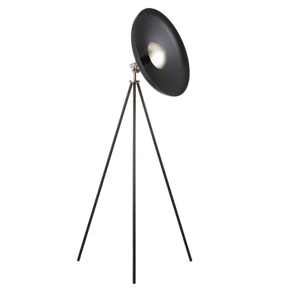 Modern Matt Black & Nickel Tripod Floor Lamp
