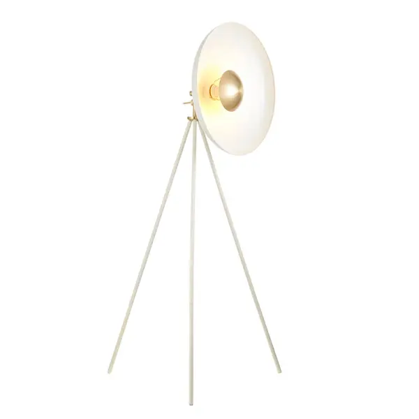 Modern Warm White & Brass Tripod Floor Lamp