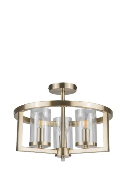 Costello 3 Light Antique Brass Semi Flush