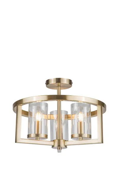Costello 3 Light Antique Brass Semi Flush
