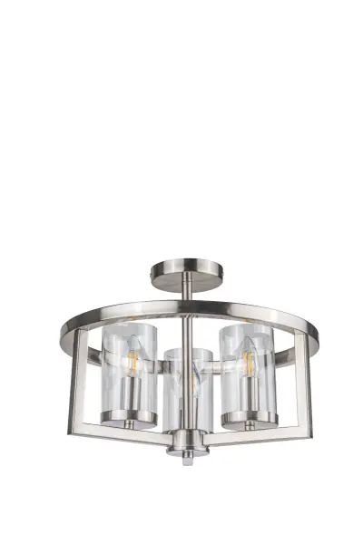 Costello 3 Light Satin Chrome Semi Flush