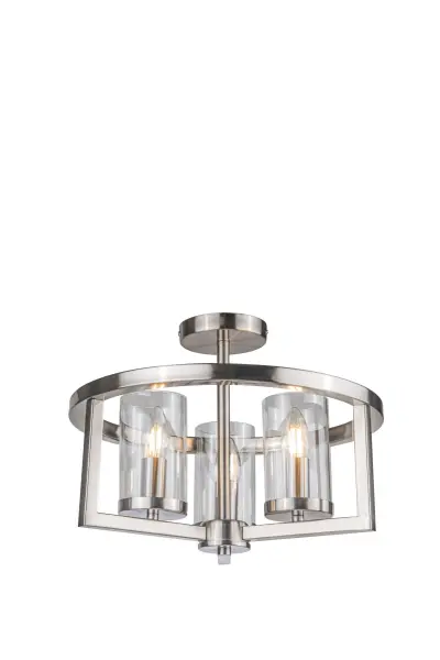 Costello 3 Light Satin Chrome Semi Flush