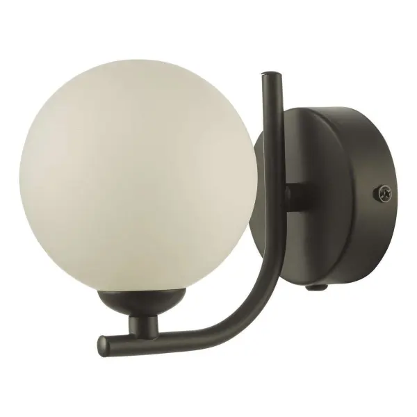 Cradle Matt Black Wall Light with Opal Glass