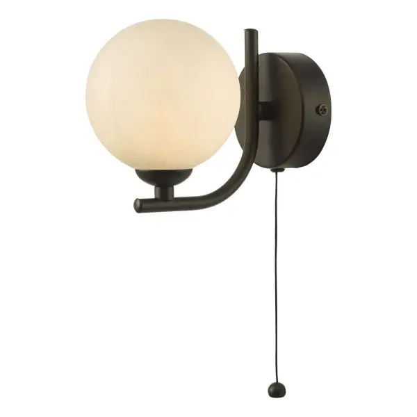 Cradle Matt Black Wall Light with Opal Glass