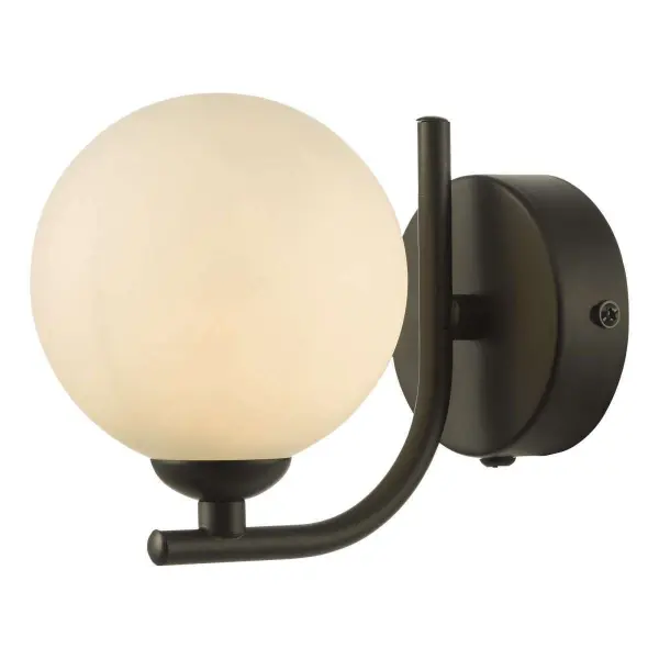 Cradle Matt Black Wall Light with Opal Glass