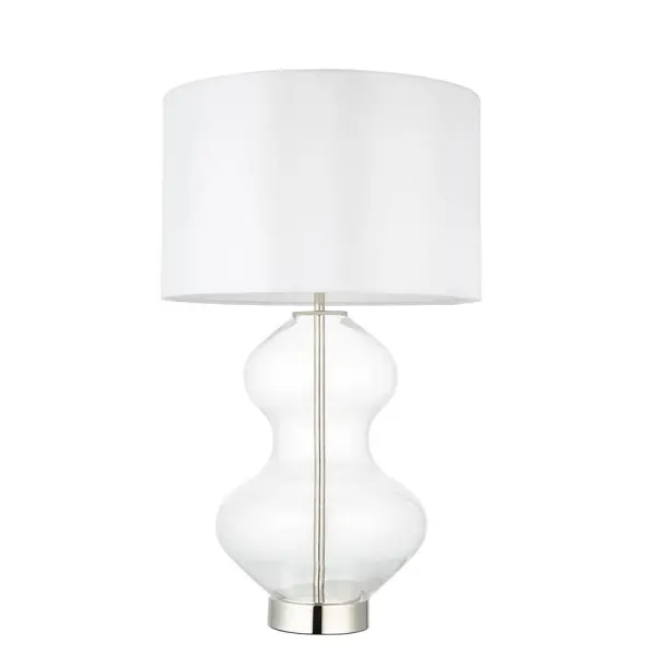 Kelda Bright Nickel Curvey Touch Table Lamp C/W Shade