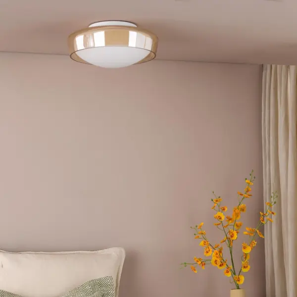 Dagon 3 Light Amber Glass Flush Fitting IP44
