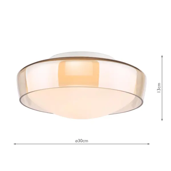 Dagon 3 Light Amber Glass Flush Fitting IP44