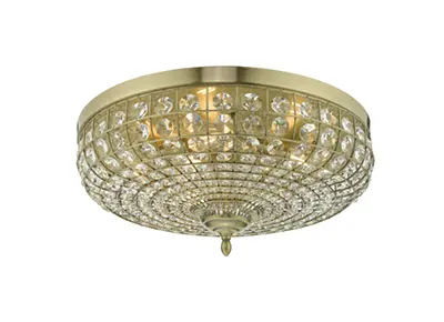 Asmara 5 Light Flush Antique Brass Crystal