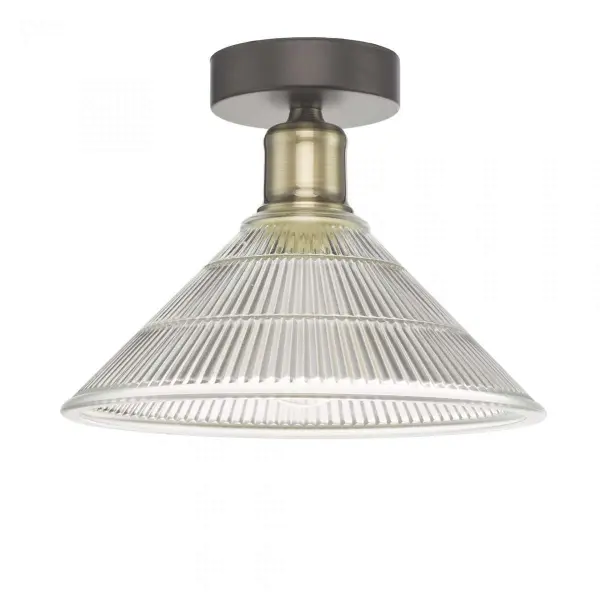 Boyd 1 Light Flush Antique Brass with Glass Shade