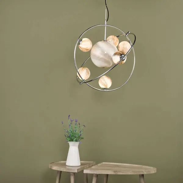 Mikara 7 Light Pendant Polished Chrome Glass