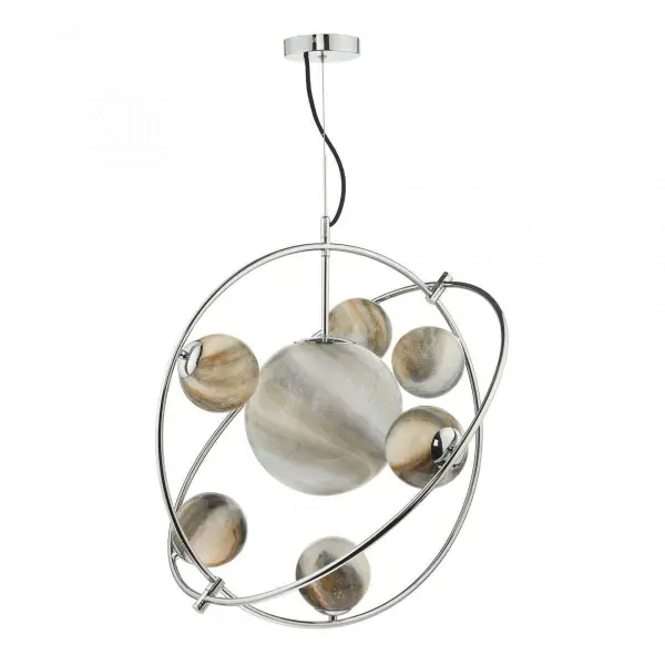 Mikara 7 Light Pendant Polished Chrome Glass