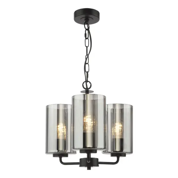 Daylin Satin Black & Smoked Glass 3 Light Pendant