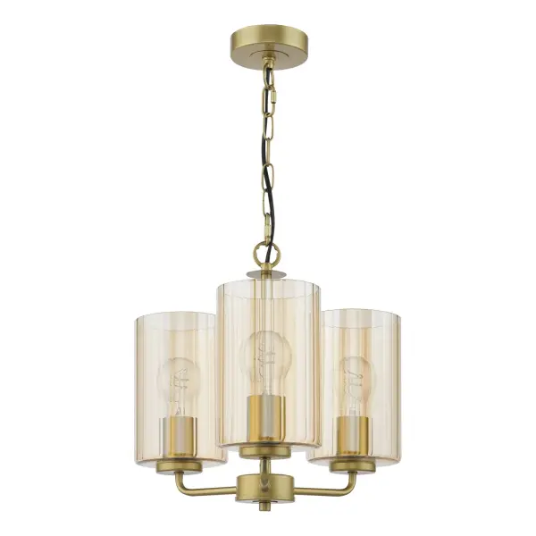 Daylin Satin Gold & Amber Glass 3 Light Pendant