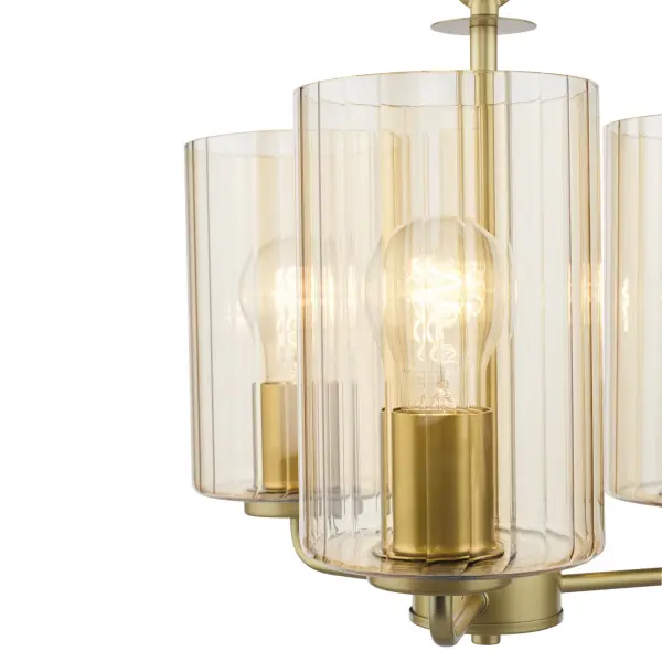 Daylin Satin Gold & Amber Glass 3 Light Pendant