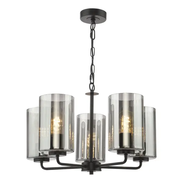 Daylin Satin Black & Smoked Glass 5 Light Pendant