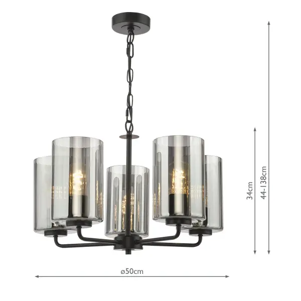 Daylin Satin Black & Smoked Glass 5 Light Pendant