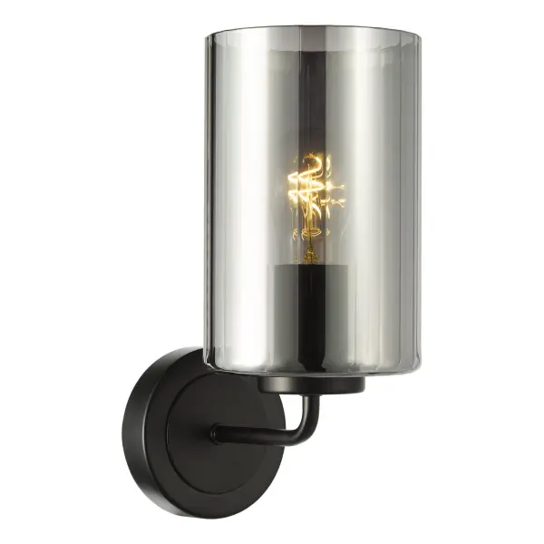 Daylin Satin Black & Smoked Glass Wall Light