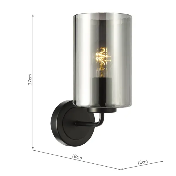 Daylin Satin Black & Smoked Glass Wall Light
