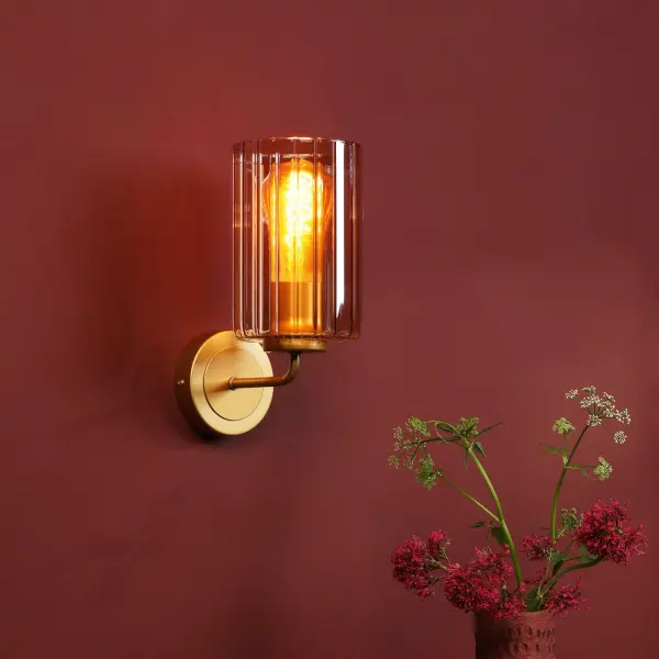 Daylin Satin Gold & Amber Glass Wall Light