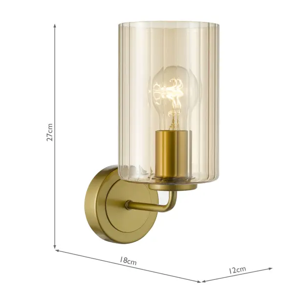 Daylin Satin Gold & Amber Glass Wall Light