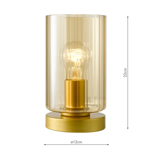 Daylin Satin Gold & Amber Glass Touch Table Lamp