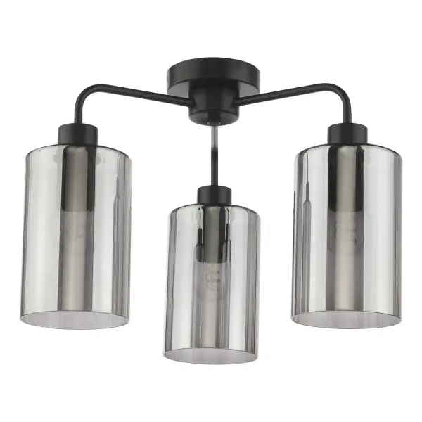 Daylin Satin Black & Smoked Glass 3 Light Semi Flush