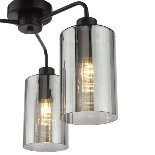 Daylin Satin Black & Smoked Glass 3 Light Semi Flush
