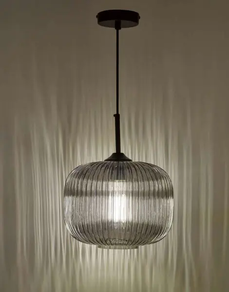 Demarius 1 Light Pendant Black and Smoked Glass