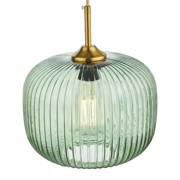 Demarius Green Glass Pendant with Bronze Detail