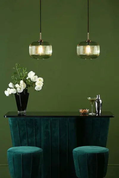 Demarius Green Glass Pendant with Bronze Detail