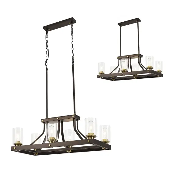 Derryclare 6 Light Linear Bronze & Gold Pendant