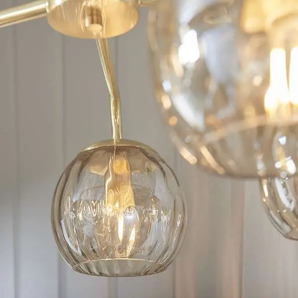 Dimple 5 Light Semi-Flush Fitting in Brushed Brass