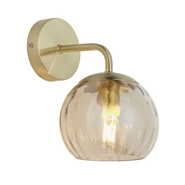 Dimple Wall Light in Brushed Brass with Champagne Glass