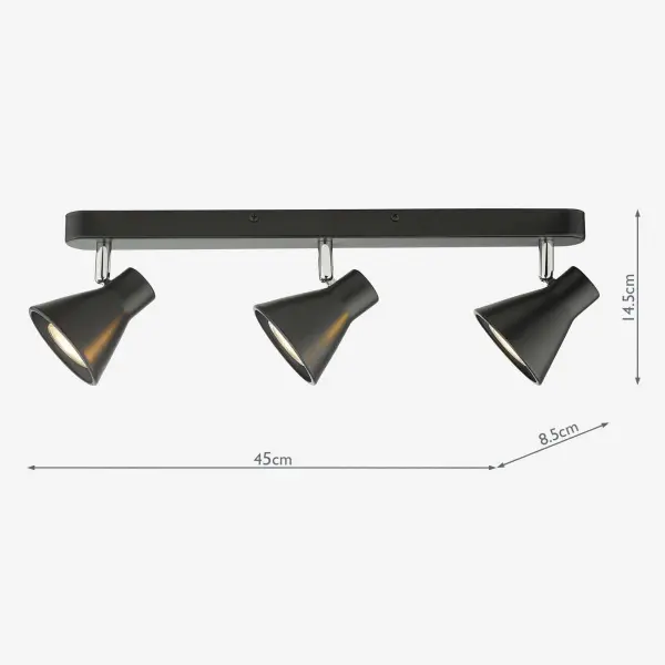 Diza 3 Light Spotlight Bar in Matt Black