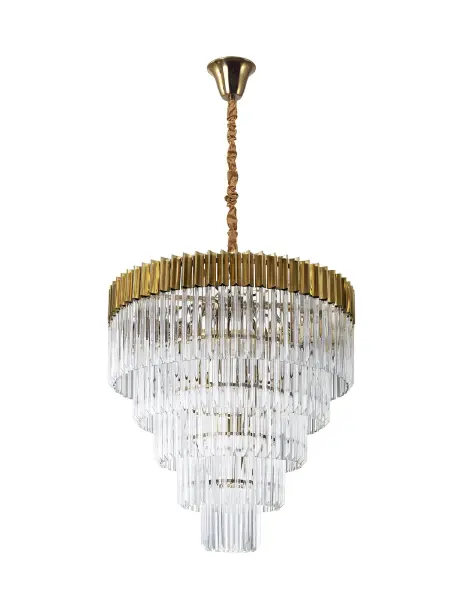 Donard Brass 19 Light Tiered Chandelier with Clear Glass