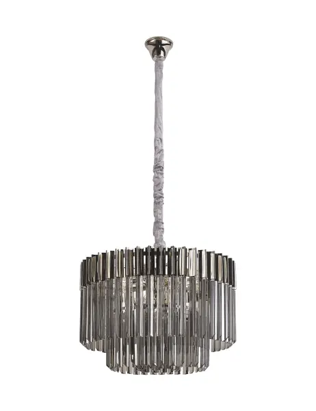 Donard Polished Nickel 8 Light Pendant with Smoked Glass