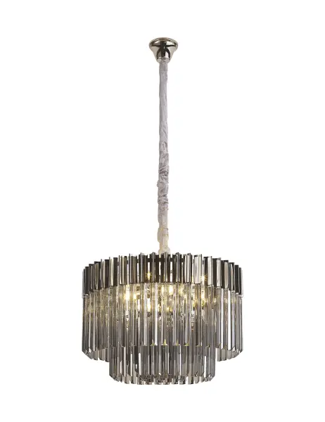 Donard Polished Nickel 8 Light Pendant with Smoked Glass