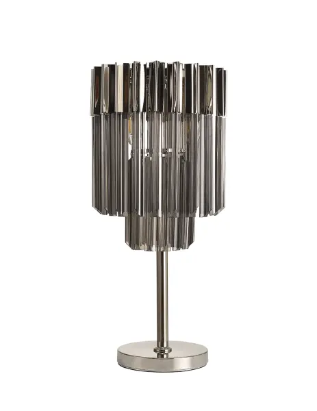 Donard Polished Nickel Table Lamp with Smoked Glass