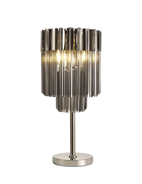 Donard Polished Nickel Table Lamp with Smoked Glass