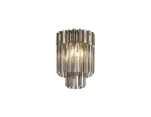 Donard Polished Nickel 3 Light Flush Fitting with Smoked Glass