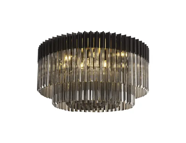 Donard Matt Black 12 Light Flush Fitting with Smoked Glass